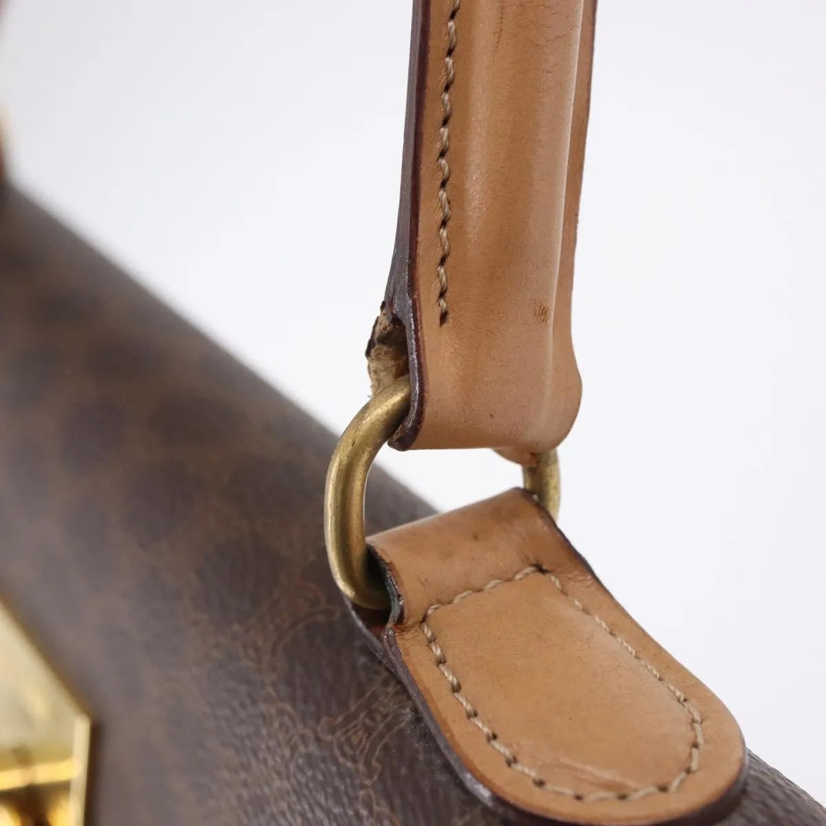 Celine Vintage Macadam Canvas And Leather Brown Canvas Handbag (Pre-Owned)