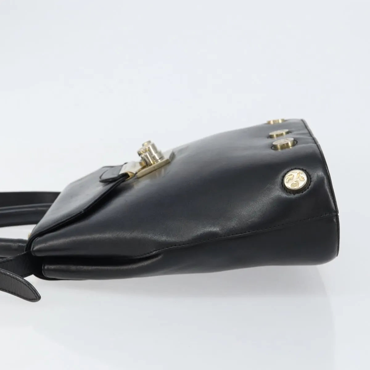 Salvatore Ferragamo Vintage Leather Black Leather Handbag (Pre-Owned)