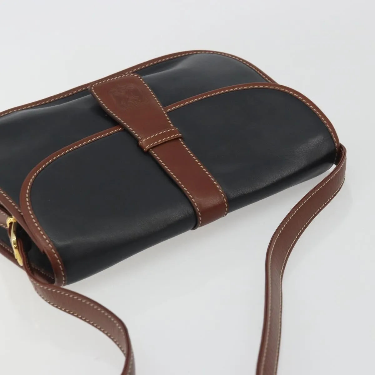 Celine Vintage Flap Leather Black Leather Shoulder Bag Bag (Pre-Owned)