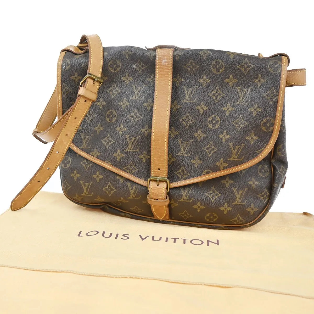 Louis Vuitton Saumur Monogram Canvas Brown Canvas Shoulder Bag Bag (Pre-Owned)