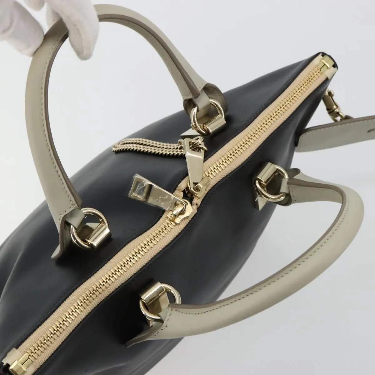 Chloe Bicolor Baylee Satchel Leather Black Leather Handbag (Pre-Owned)
