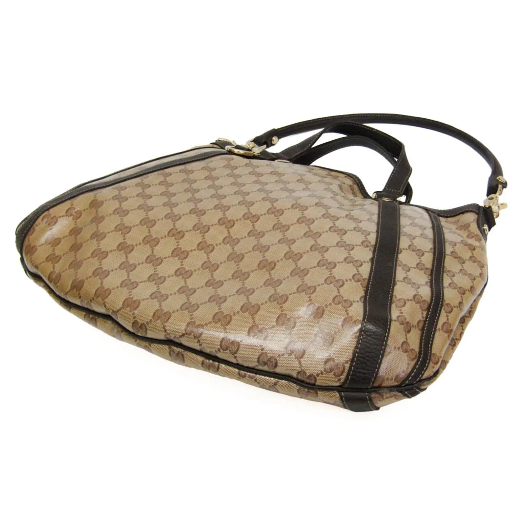 Gucci Abbey D-Ring Convertible Monogram Gg Crystal Beige Leather Handbag (Pre-Owned)