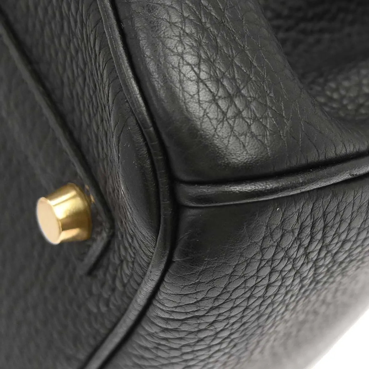 Hermes Birkin Handbag Taurillon Clemence Black Leather Handbag (Pre-Owned)