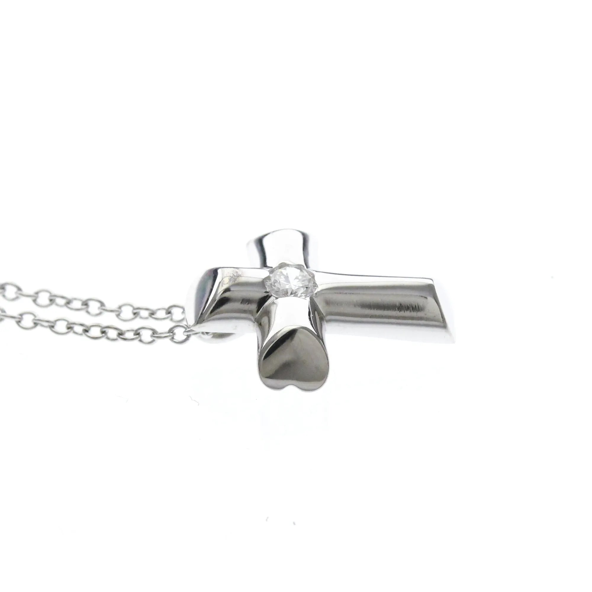 Tiffany & Co. Etoile Cross Pendant 18K White Gold With Diamonds Silver White_Gold Necklace Jewelry (Pre-Owned)