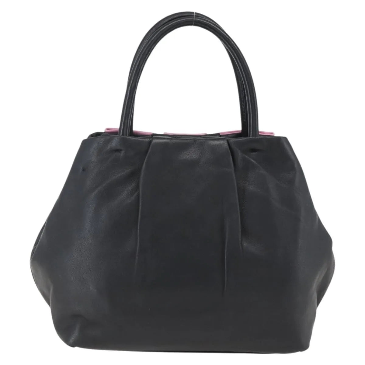 Prada Bow Tote Leather Black Leather Tote Bag Bag (Pre-Owned)