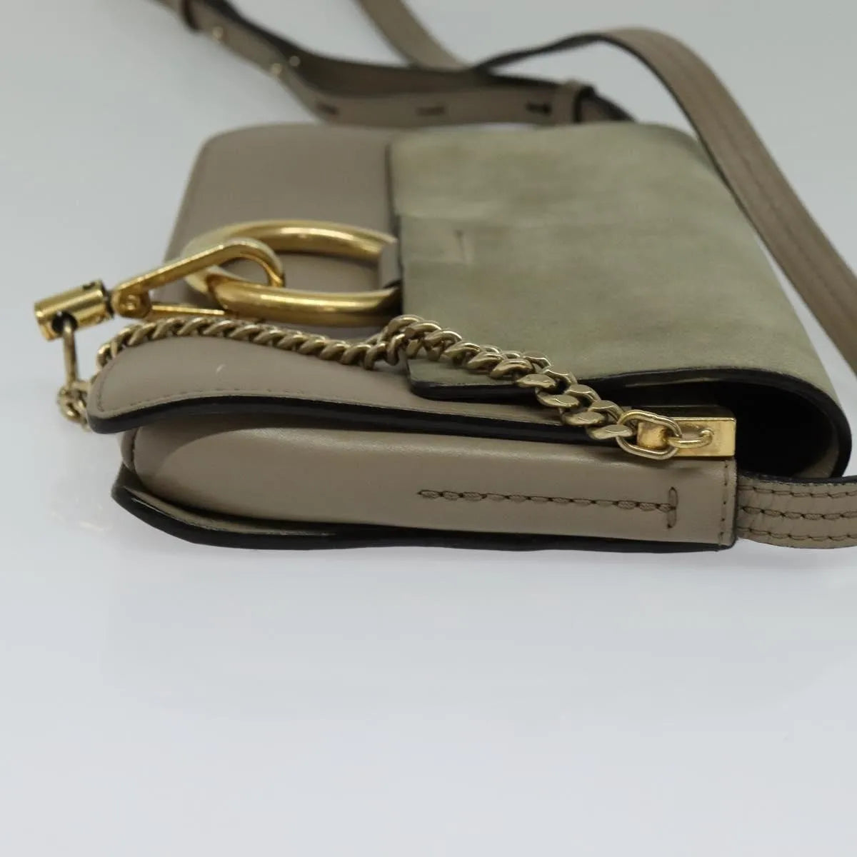 Chloe Faye Shoulder Bag Leather And Suede Gray Suede Shoulder Bag Bag (Pre-Owned)