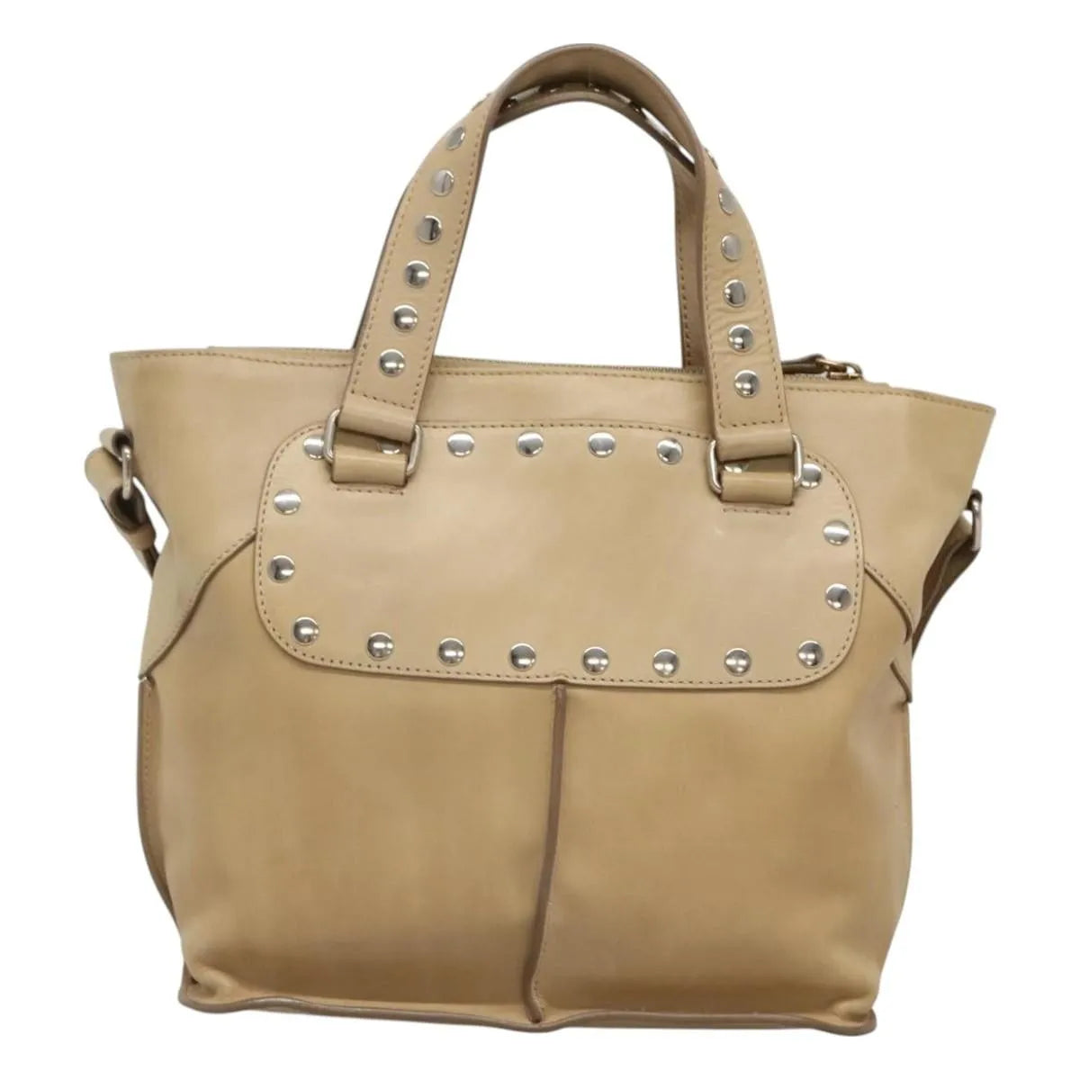 Celine Vintage Leather Beige Leather Handbag (Pre-Owned)