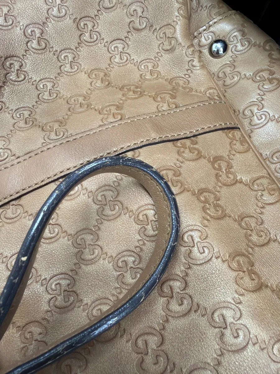 Gucci Twins Tote Guccissima Leather Brown Leather Tote Bag Bag (Pre-Owned)
