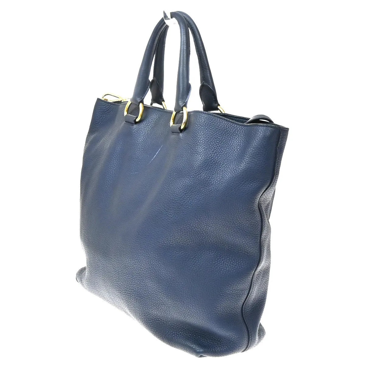 Prada Convertible Shopper Tote Vitello Daino Navy Leather Tote Bag Bag (Pre-Owned)