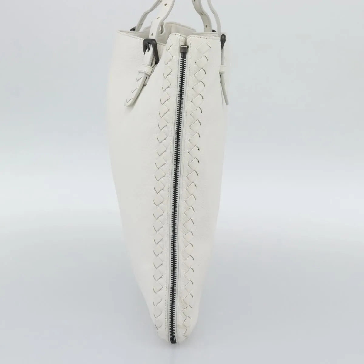 Bottega Veneta Belted Tote Intrecciato Nappa White Leather Tote Bag Bag (Pre-Owned)