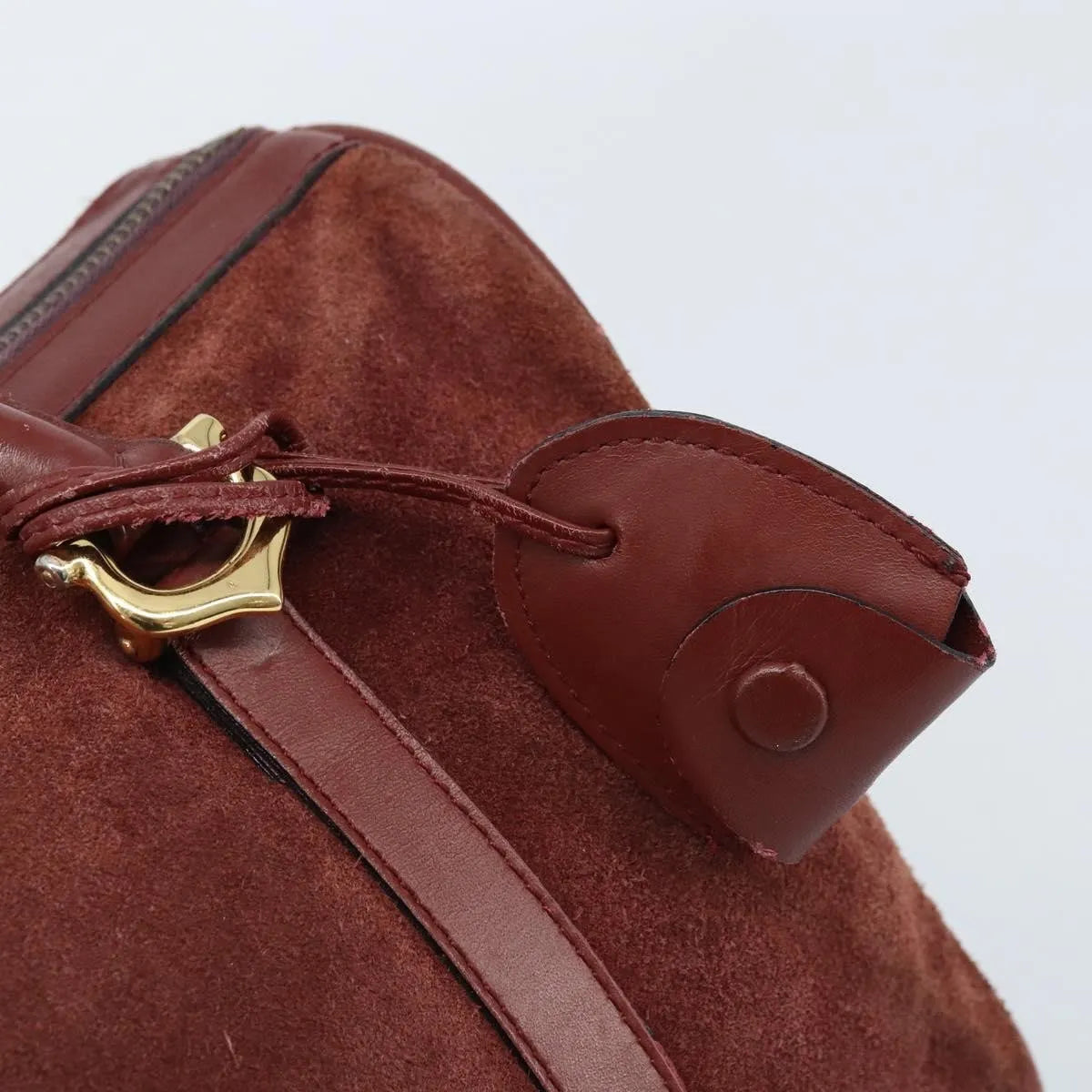 Cartier Must De Cartier Suede Burgundy Suede Handbag (Pre-Owned)