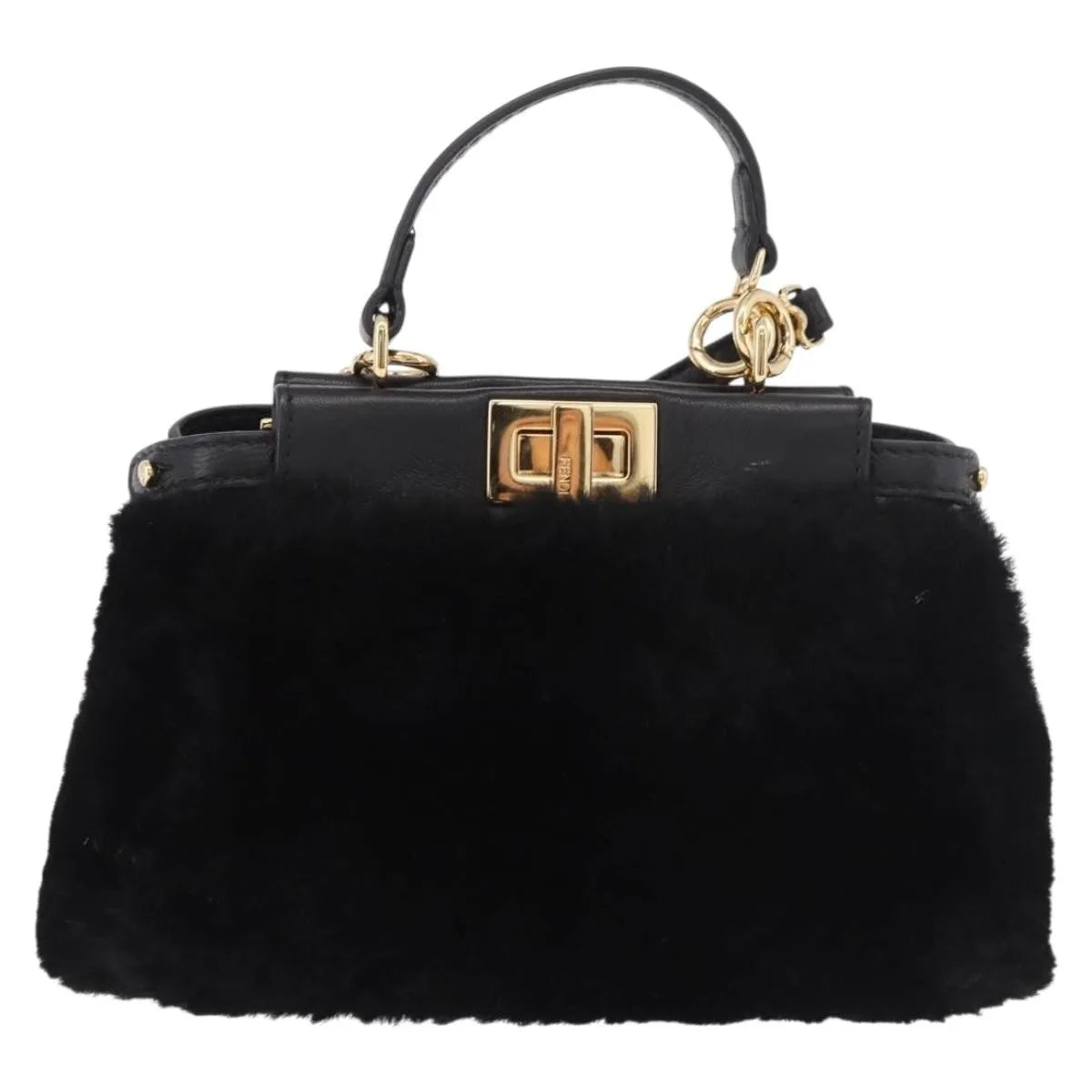 Fendi Peekaboo Fur Black Fur Handbag (Pre-Owned)