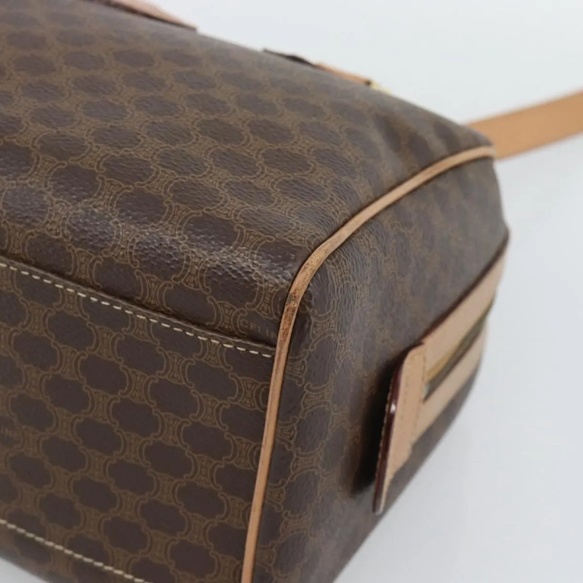 Celine Vintage Macadam Boston Canvas And Leather Brown Pvc Handbag (Pre-Owned)