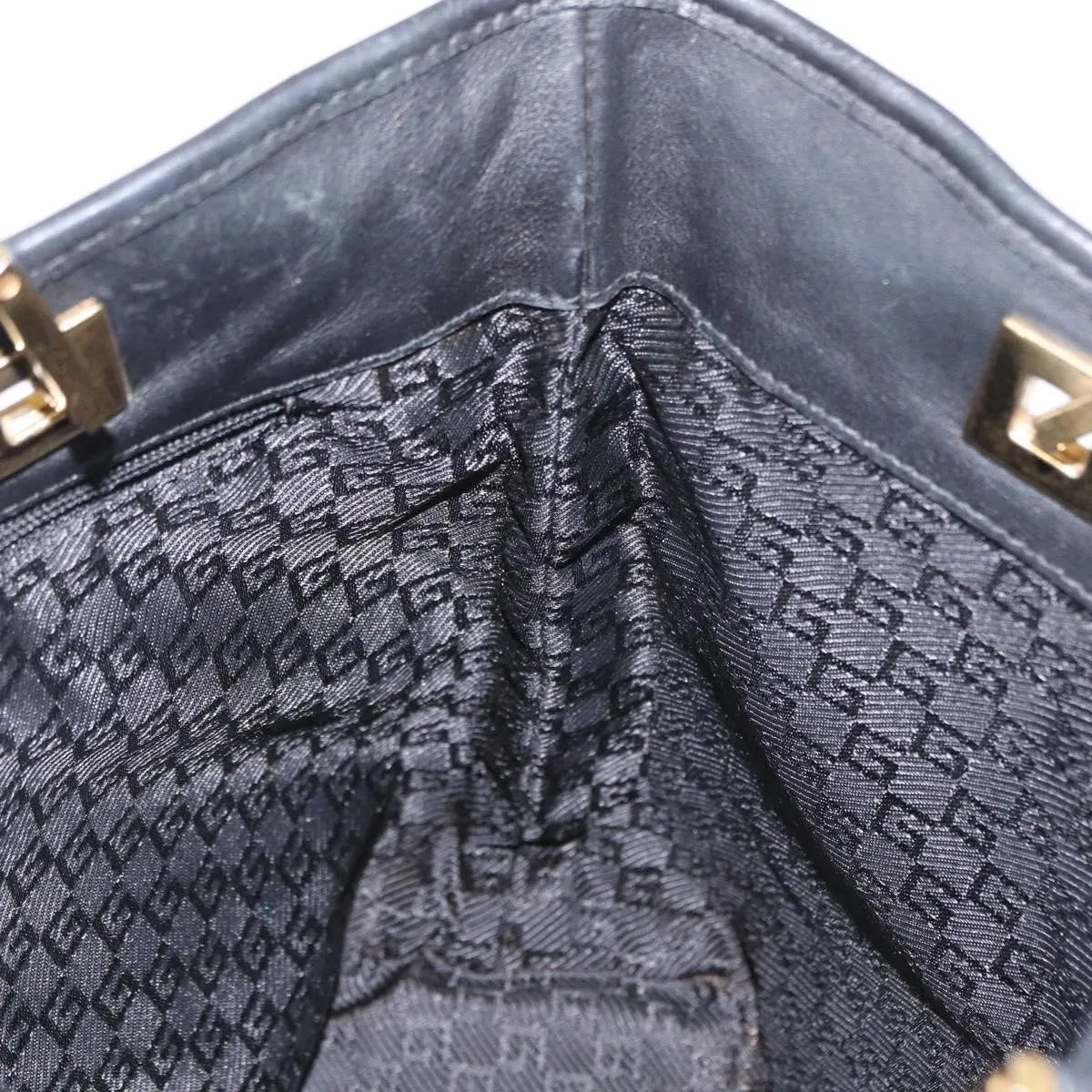Gucci Vintage Tote Leather Black Leather Tote Bag Bag (Pre-Owned)