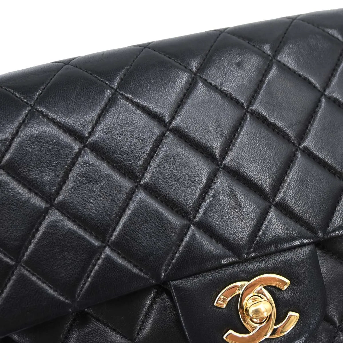 Chanel Timeless - Classic Double Flap Leather Black Leather Shoulder Bag Bag (Pre-Owned)
