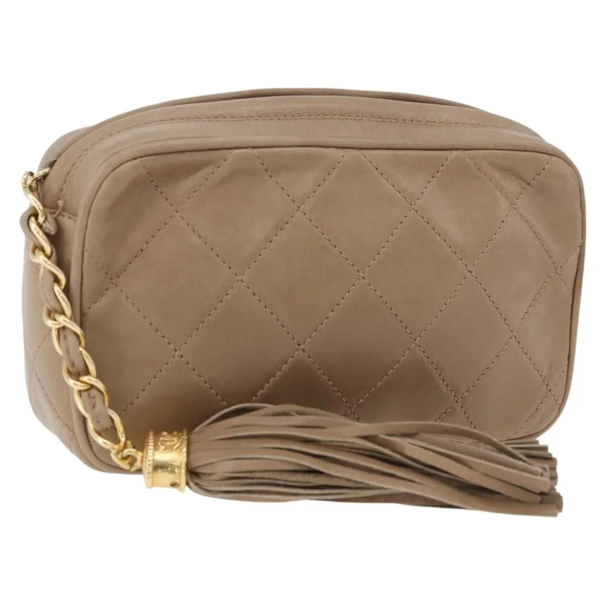 Chanel Vintage Clutch Leather Beige Leather Clutche & Pouche Bag (Pre-Owned)