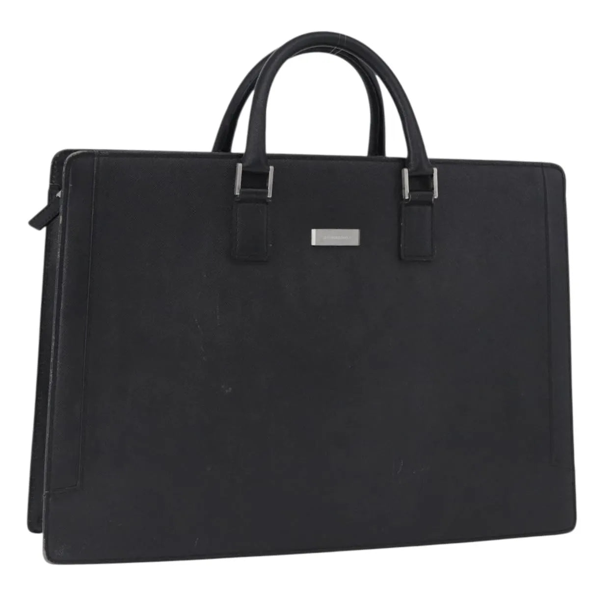 Burberry Business Black Leather Black Leather Briefcase Bag (Pre-Owned)