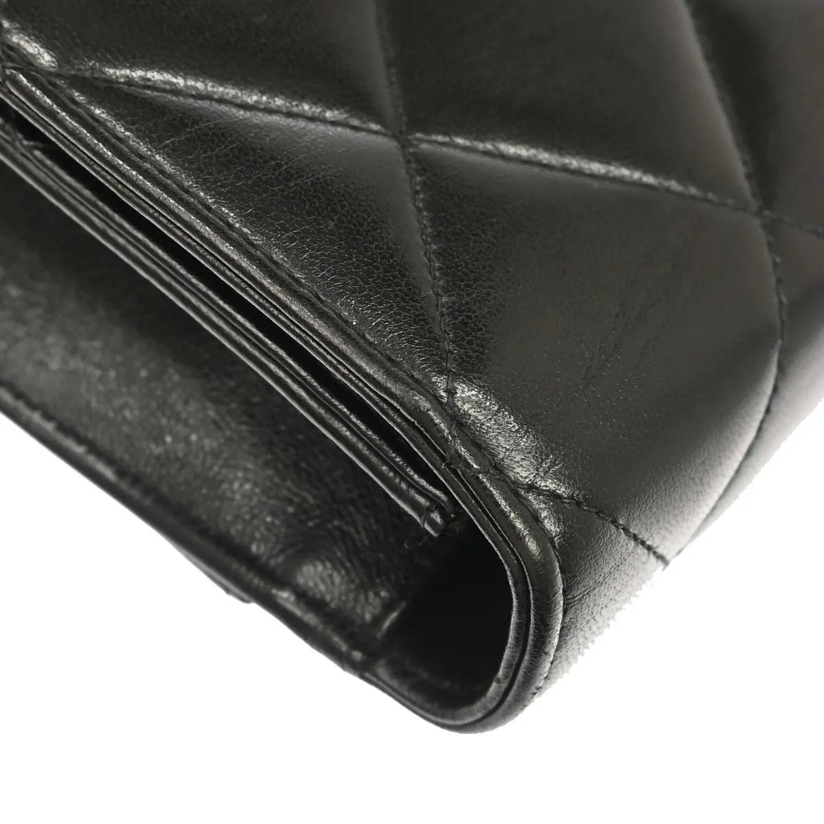 Chanel Vintage Cc Briefcase Quilted Lambskin Black Leather Briefcase Bag (Pre-Owned)