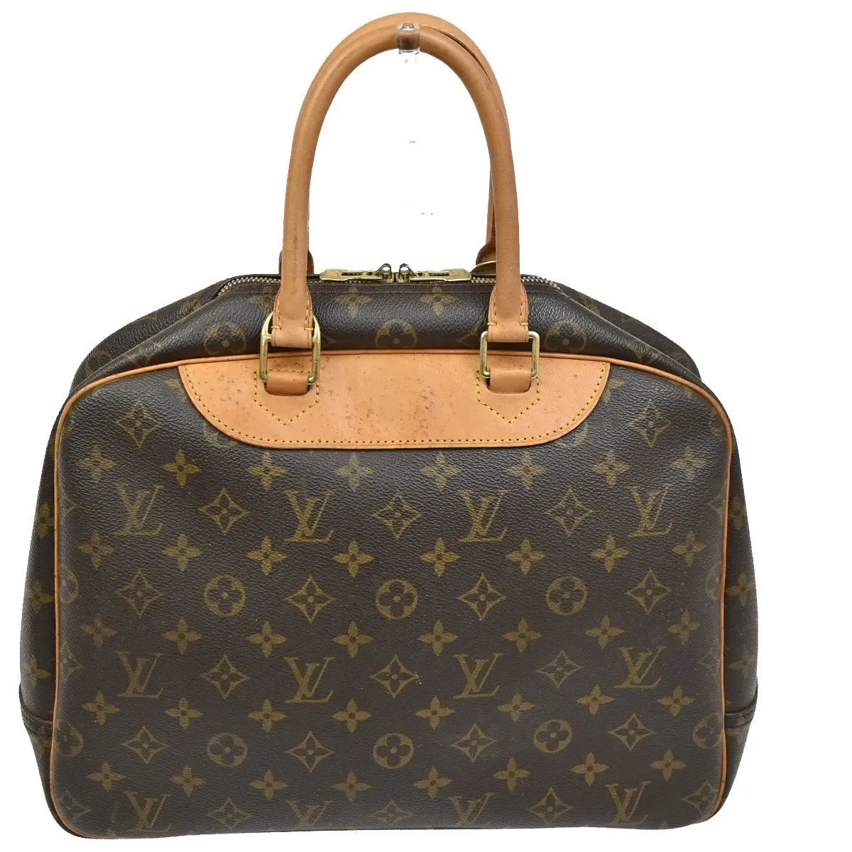 Louis Vuitton Deauville Monogram Canvas Brown Leather Handbag (Pre-Owned)