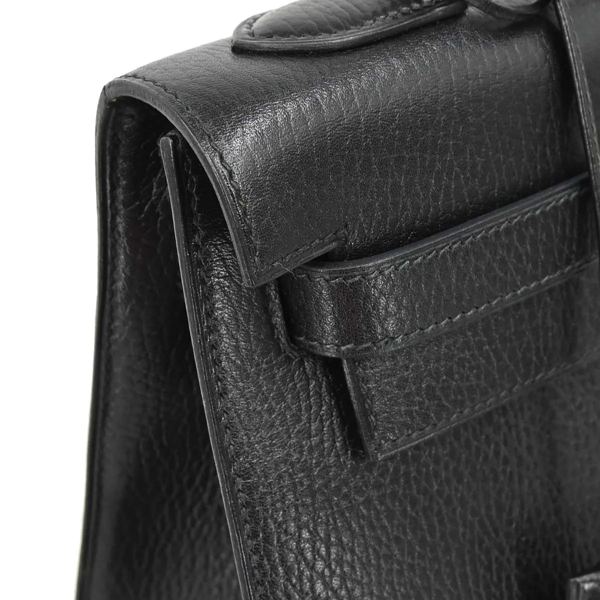 Hermes Kelly Handbag Black Ardennes With Gold Hardware Black Leather Handbag (Pre-Owned)