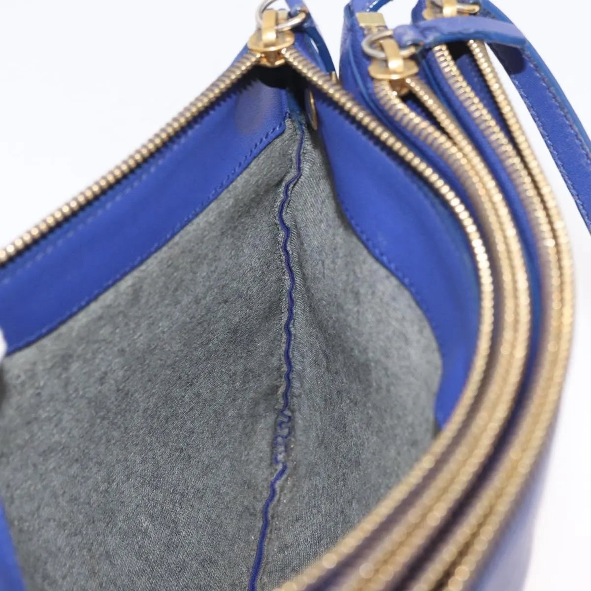 Celine Trio Leather Blue Leather Shoulder Bag Bag (Pre-Owned)