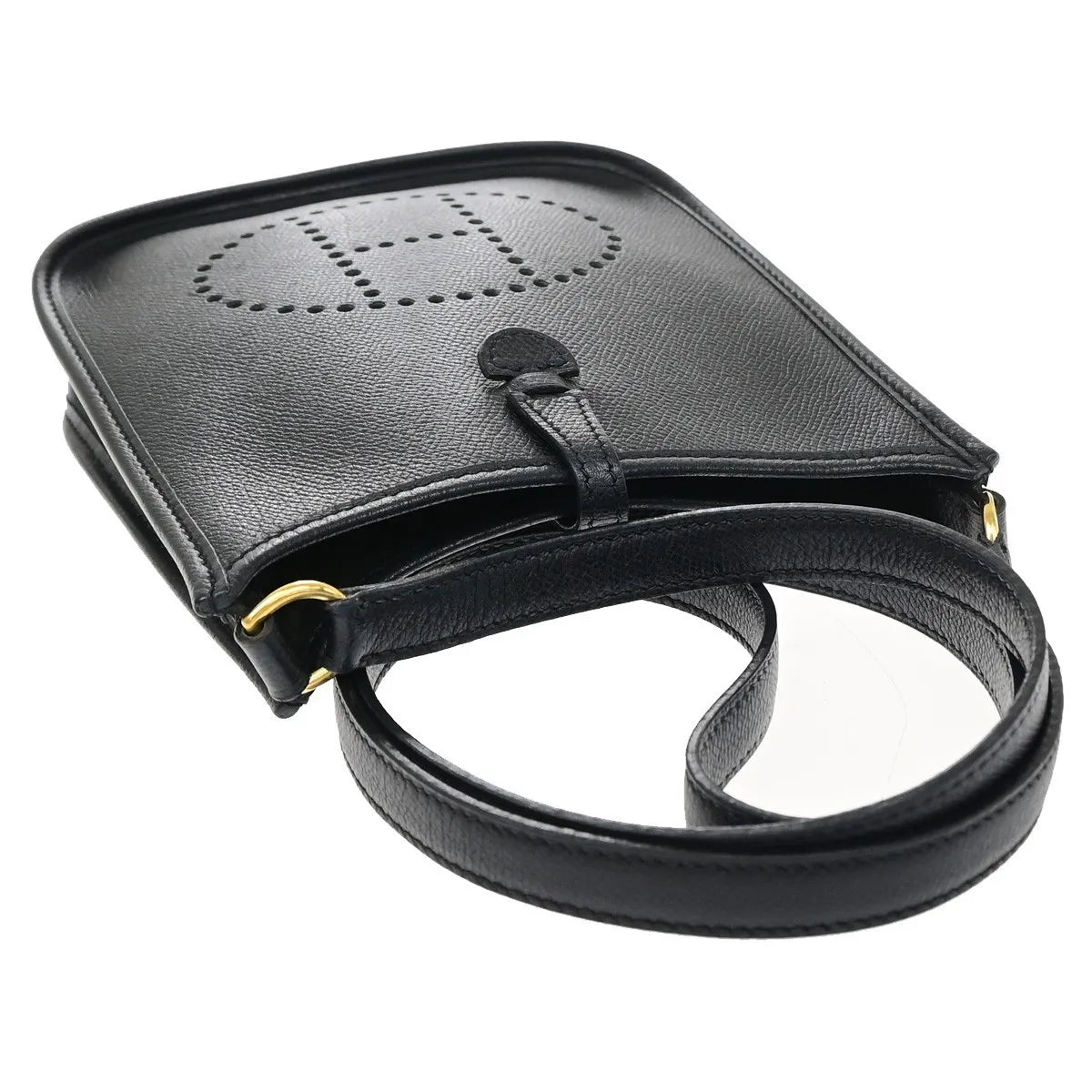 Hermes Long Strap Evelyne Epsom Black Leather Shoulder Bag Bag (Pre-Owned)