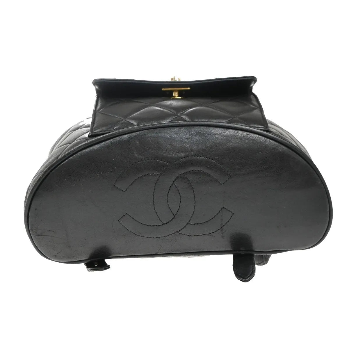Chanel Duma Drawstring Quilted Leather Black Leather Backpack Bag (Pre-Owned)