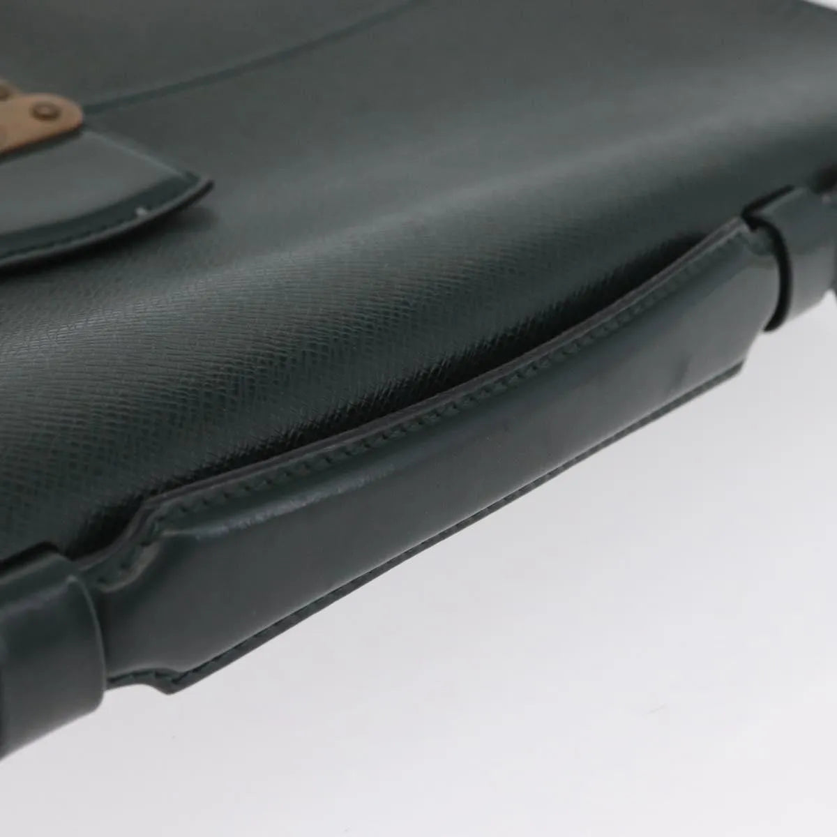 Louis Vuitton Serviette Kourad Taiga Leather Green Leather Briefcase Bag (Pre-Owned)