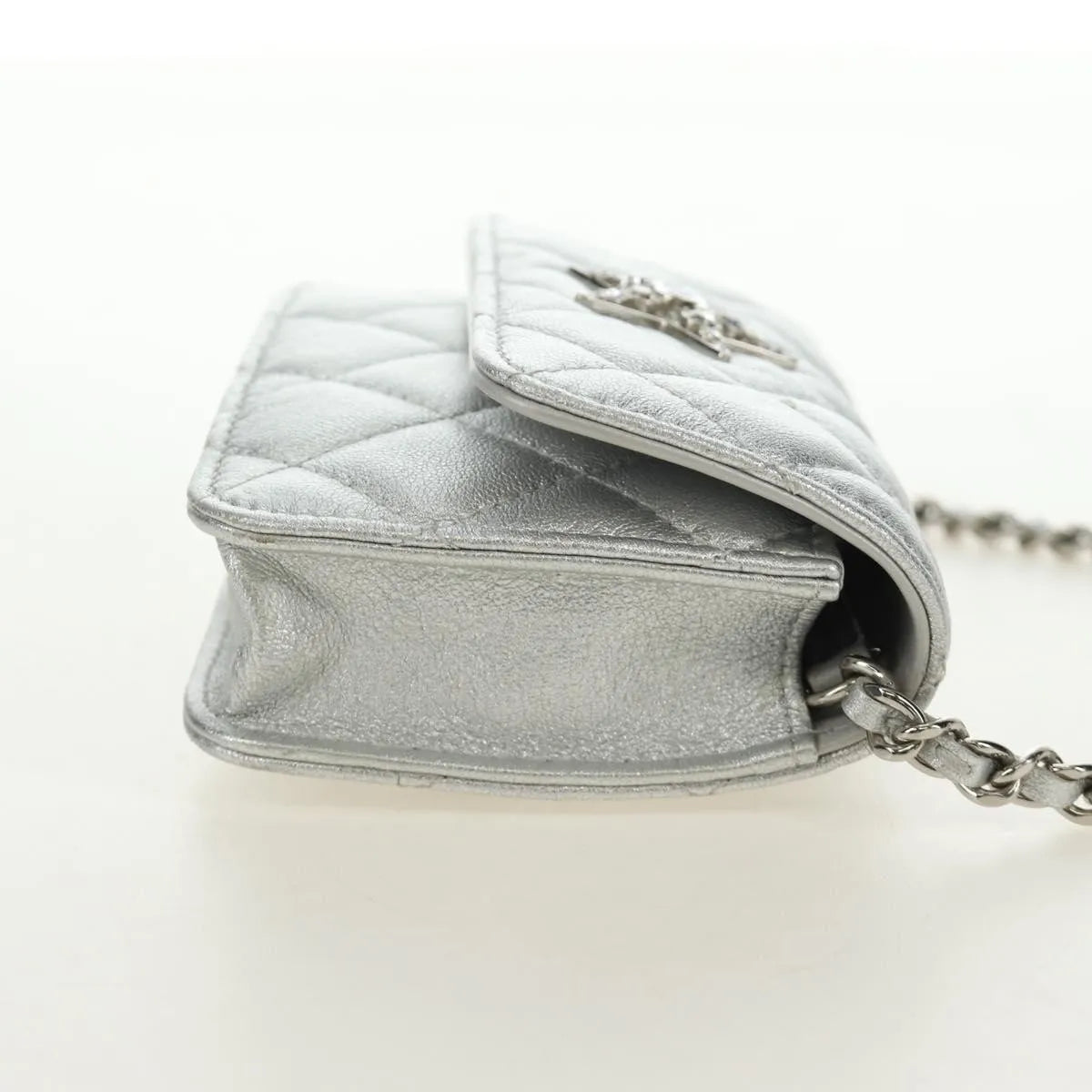 Chanel Cc Star Flap Chain Belt Quilted Lambskin Silver Leather Clutche & Pouche Bag (Pre-Owned)