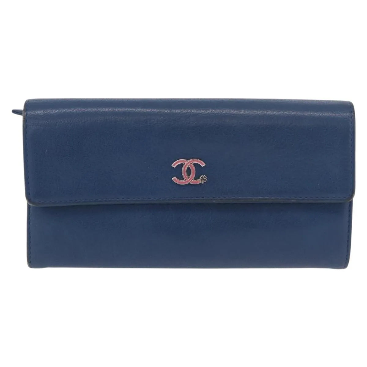 Chanel Lucky Clover Long Flap Wallet Leather Blue Leather Wallets Accessory (Pre-Owned)