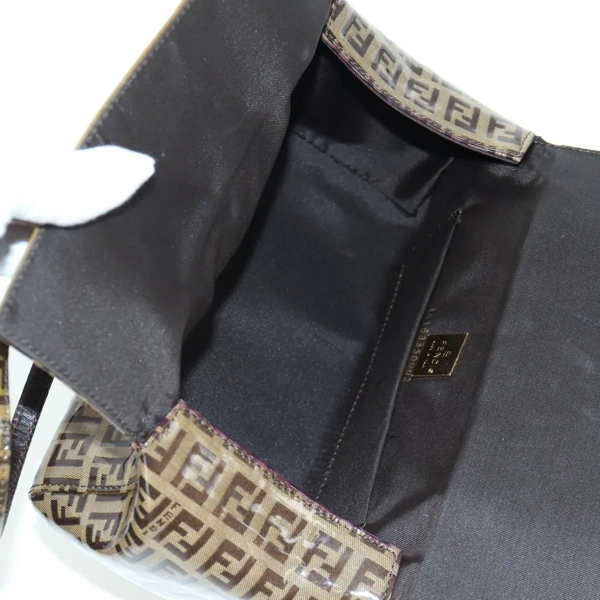Fendi Mamma Baguette Zucca Patent Leather Brown Canvas Shoulder Bag Bag (Pre-Owned)