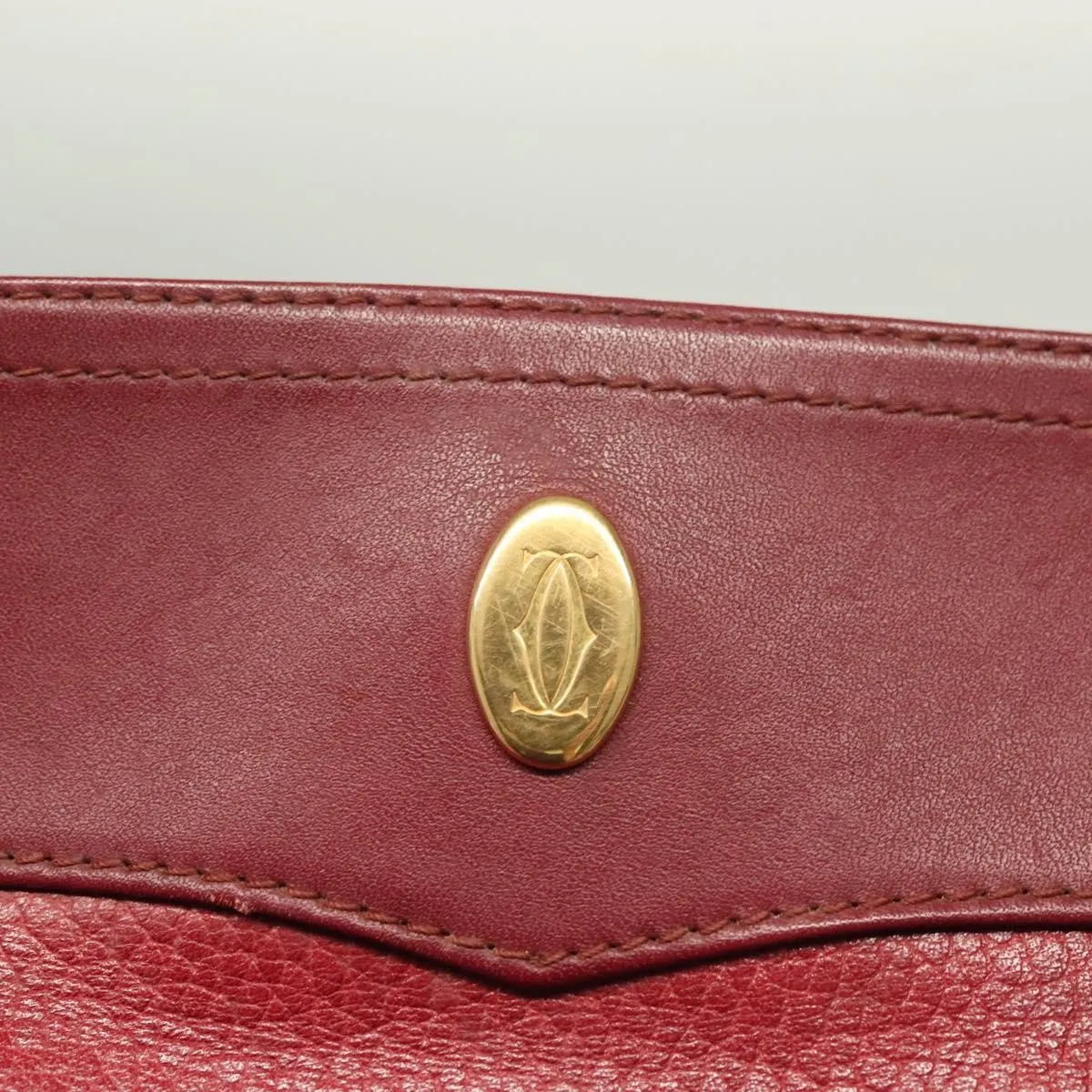 Cartier Vintage Must De Cartier Leather Burgundy Leather Shoulder Bag Bag (Pre-Owned)
