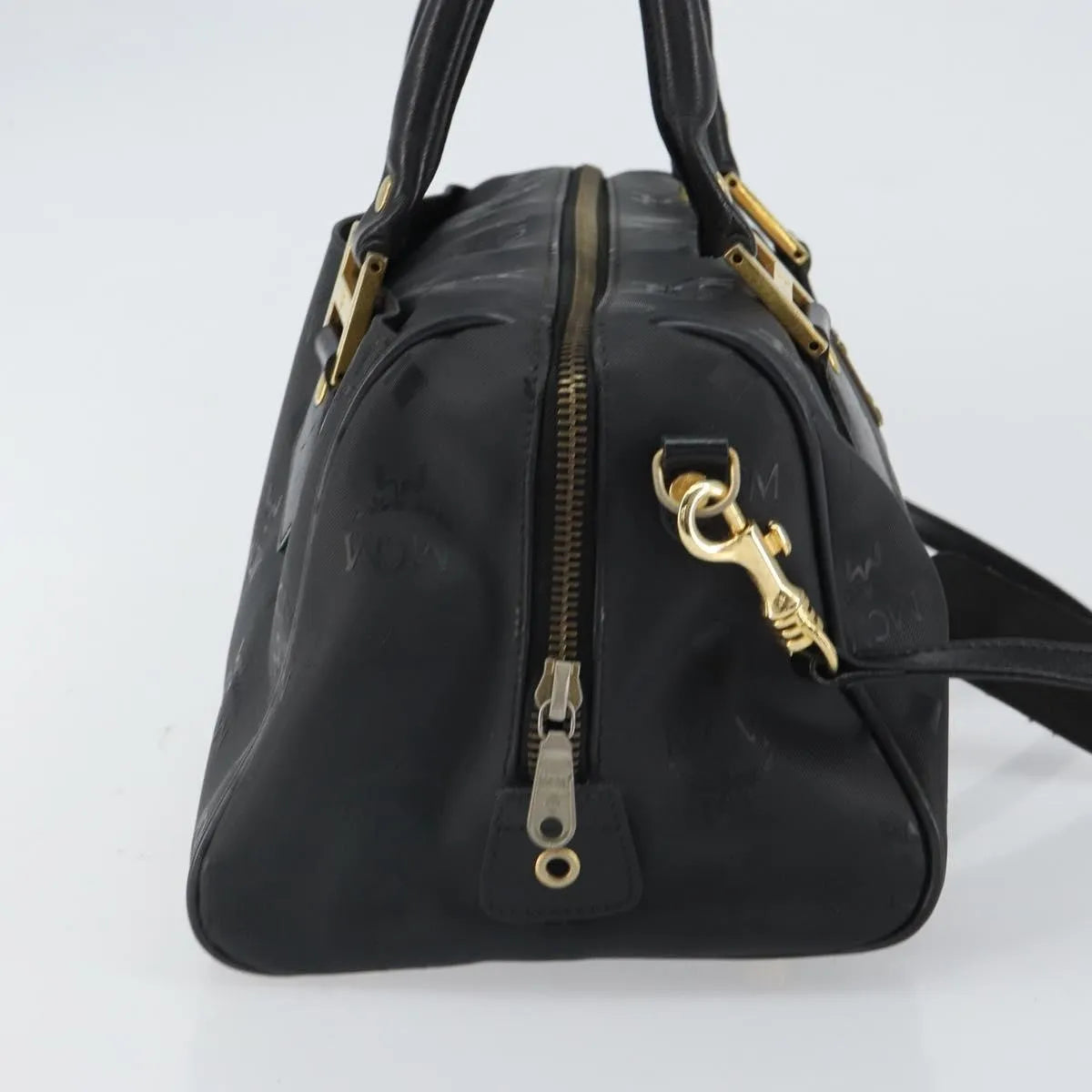 MCM Visetos Logogramme Canvas And Leather Black Canvas Handbag (Pre-Owned)
