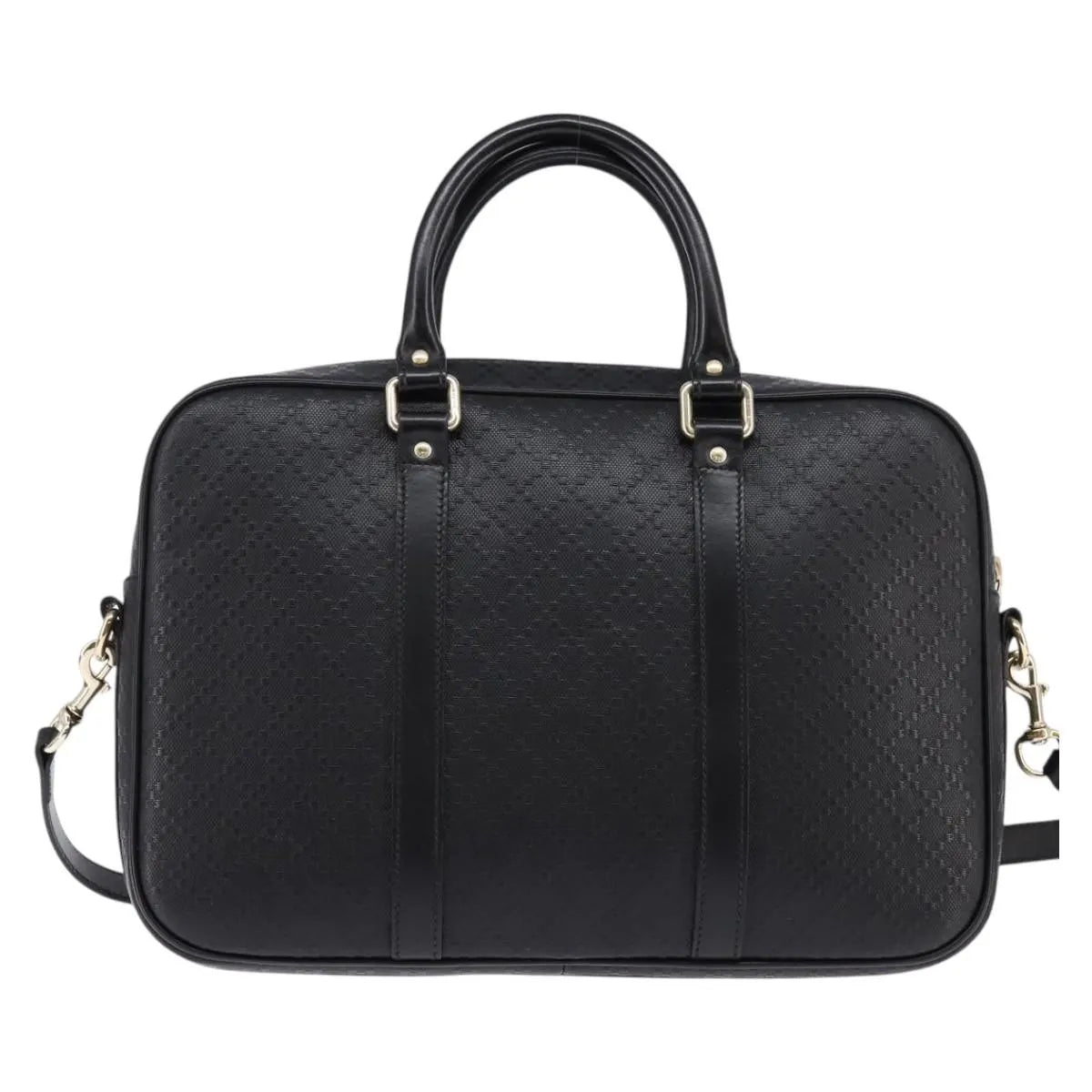 Gucci Bright Convertible Diamante Leather Black Leather Briefcase Bag (Pre-Owned)