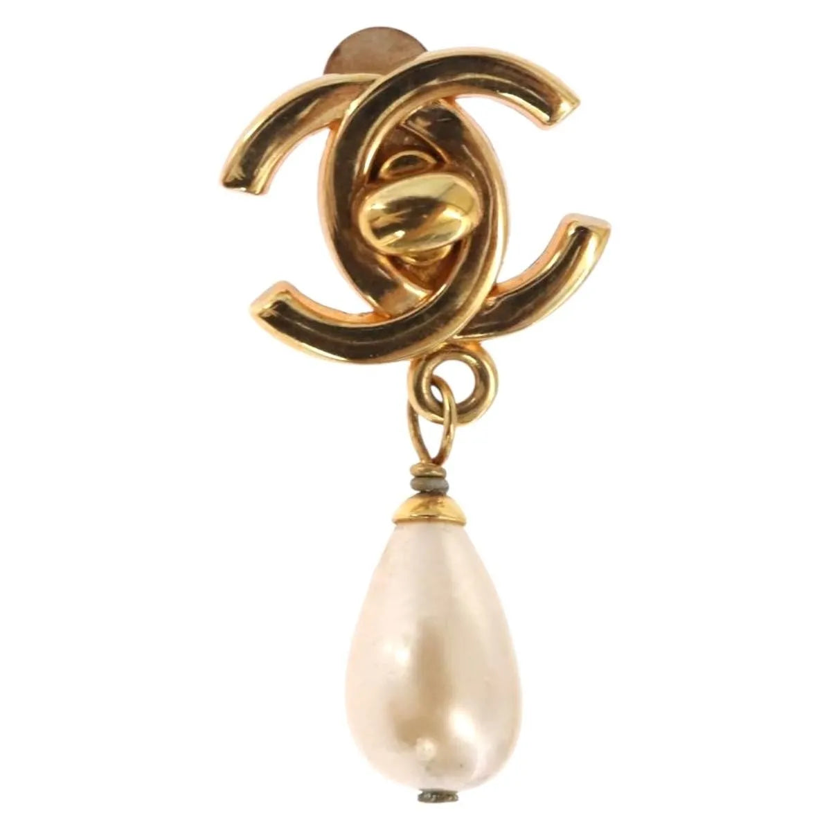 Chanel Cc Dangle Clip-On Metal Gold Metal Earrings Jewelry (Pre-Owned)