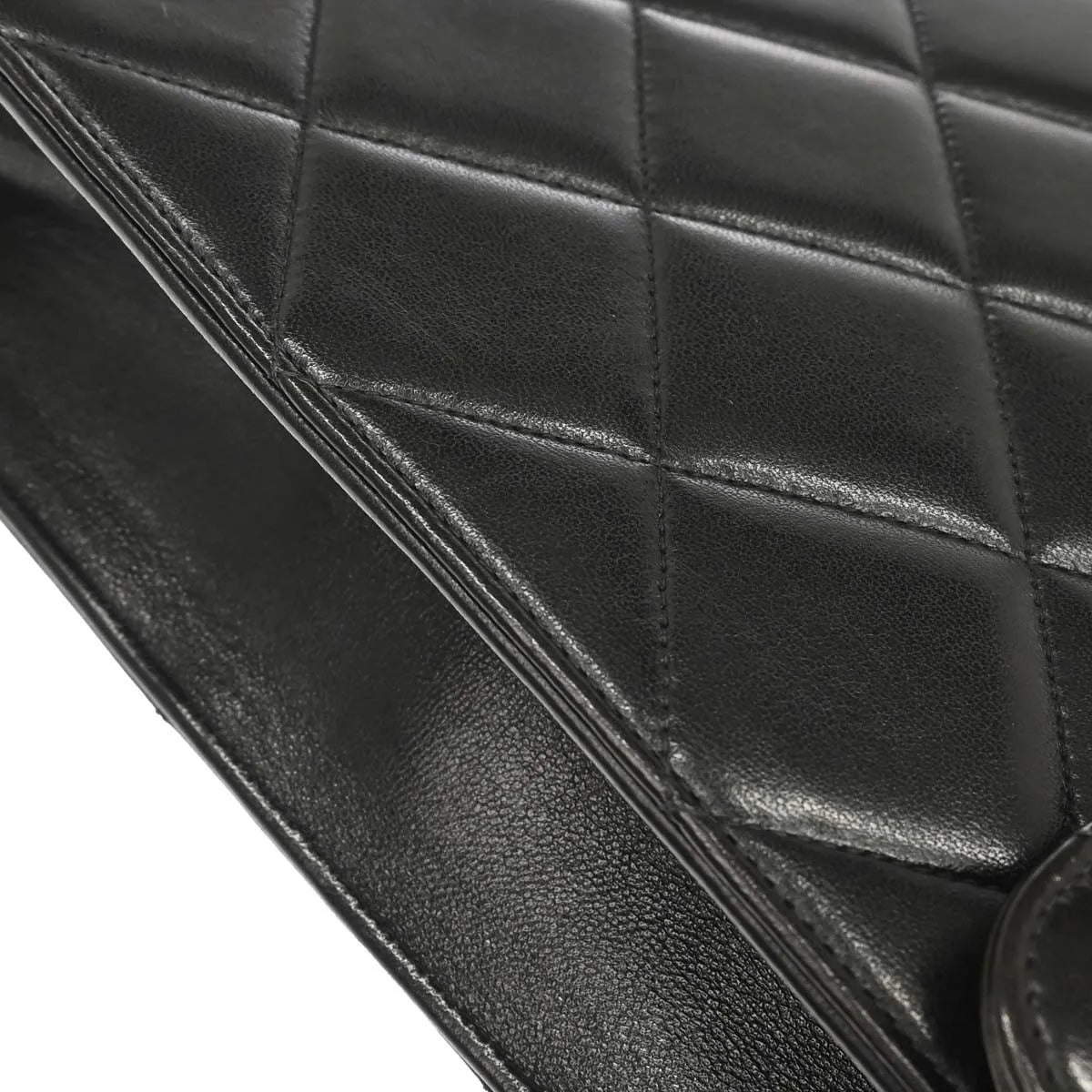 Chanel Vintage Cc Briefcase Quilted Lambskin Black Leather Briefcase Bag (Pre-Owned)
