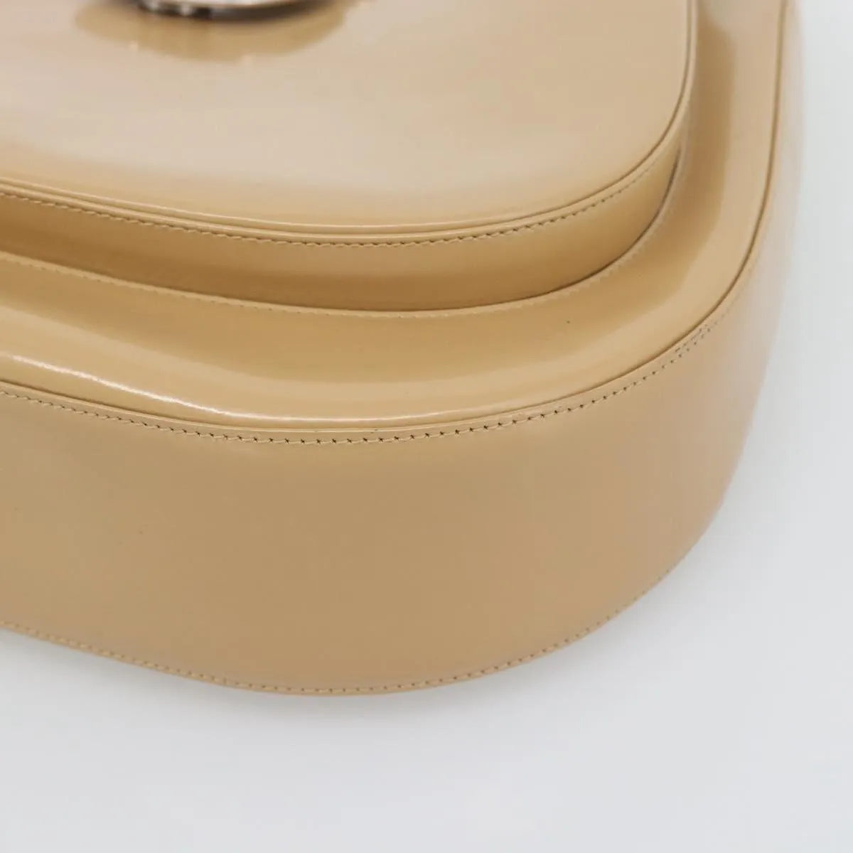 Salvatore Ferragamo Gancini Patent Leather Beige Patent_Leather Shoulder Bag Bag (Pre-Owned)