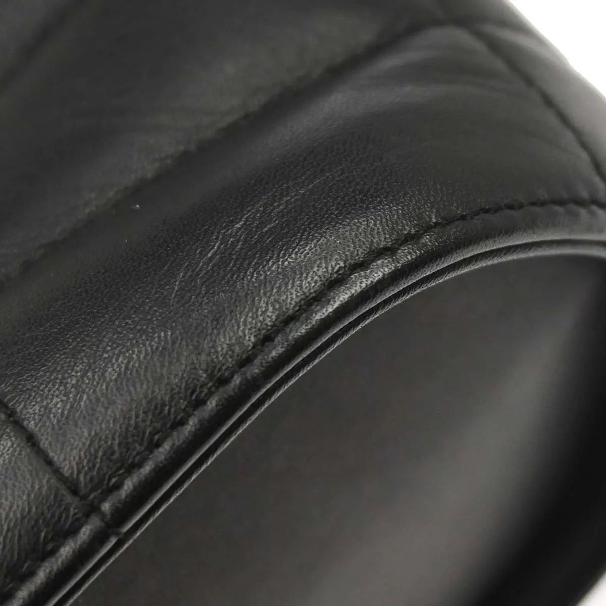 Chanel Vintage Chocolate Bar Tote Quilted Leather Black Leather Tote Bag Bag (Pre-Owned)