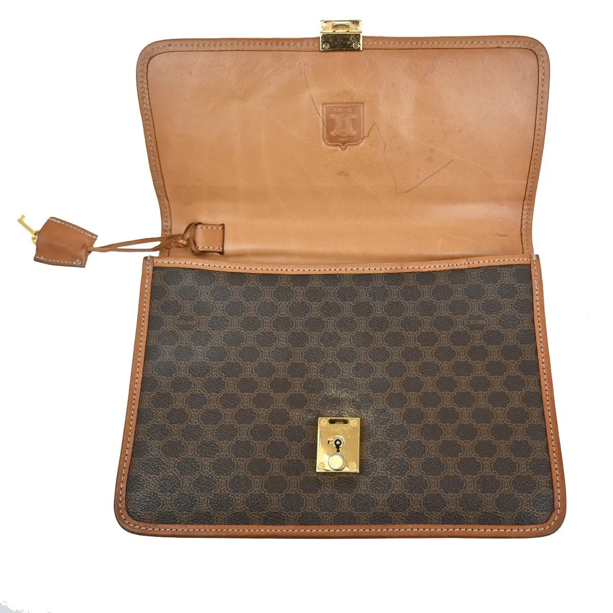 Celine Macadam Pochette Canvas And Leather Brown Canvas Clutche & Pouche Bag (Pre-Owned)