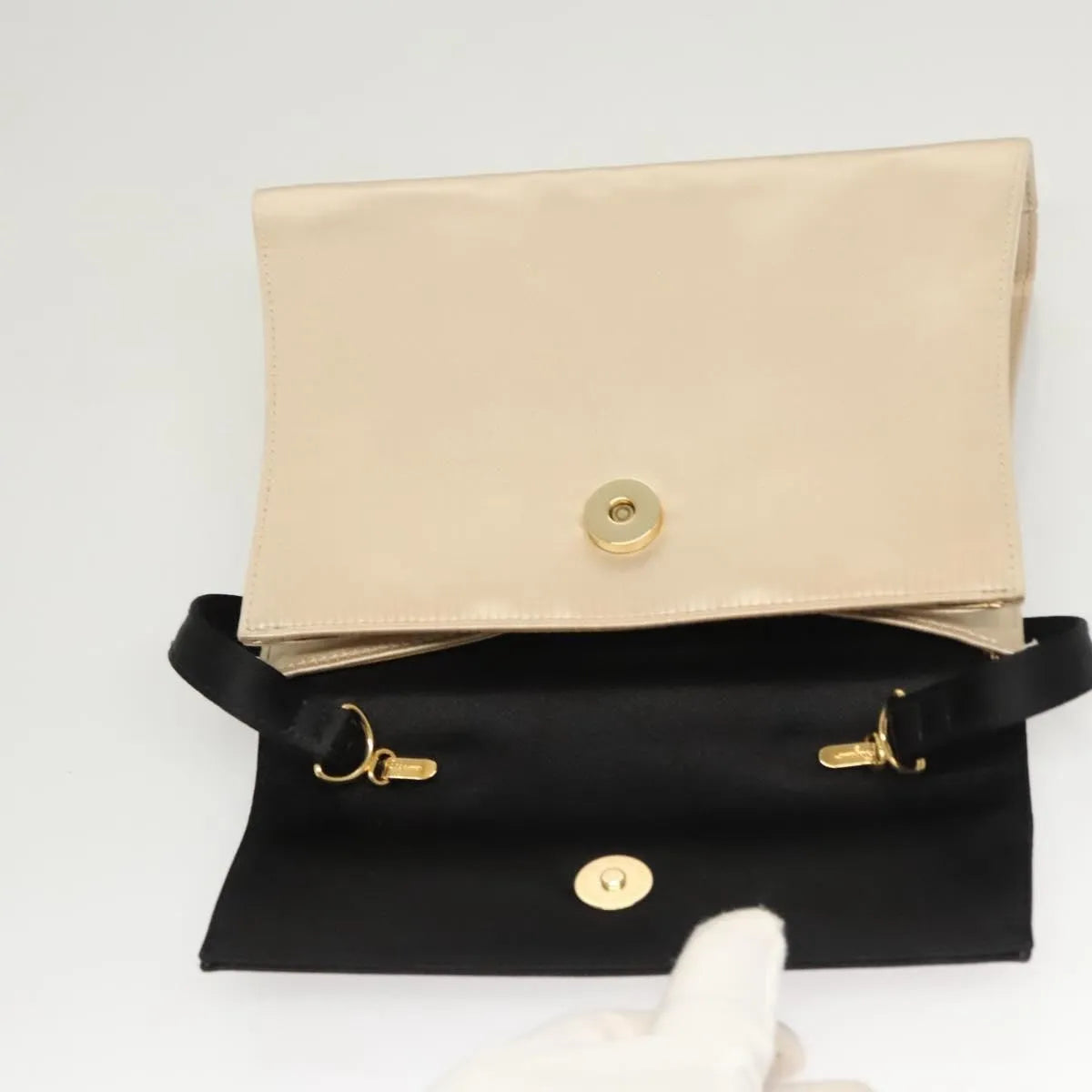 Salvatore Ferragamo Vala Suede Beige Satin Handbag (Pre-Owned)