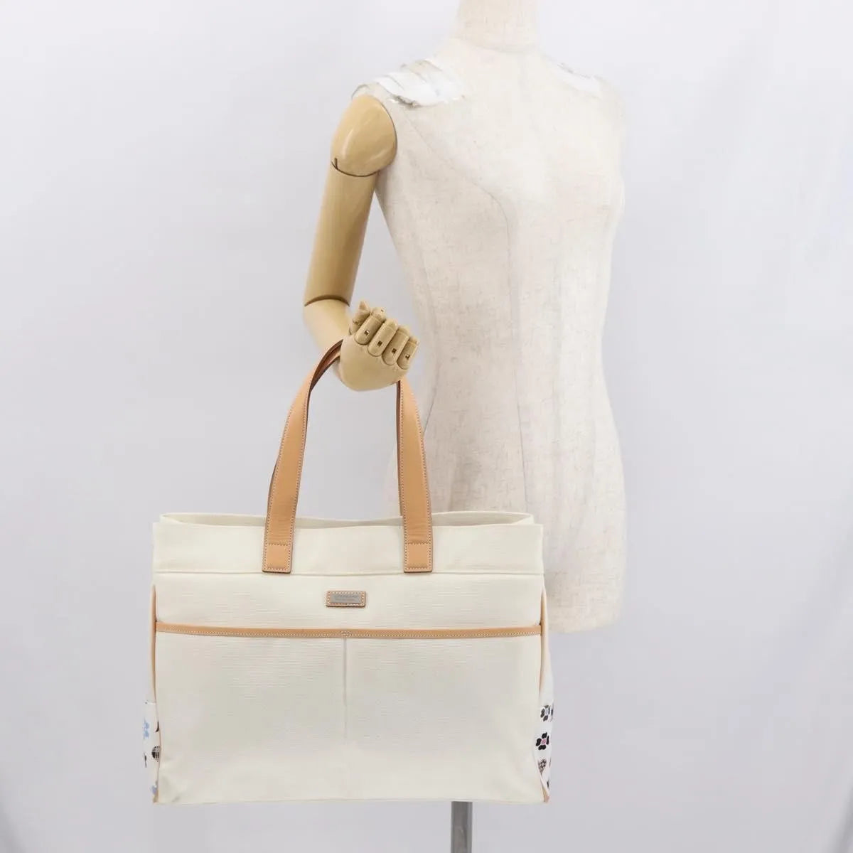 Burberry Black Label Canvas White Canvas Tote Bag Bag (Pre-Owned)