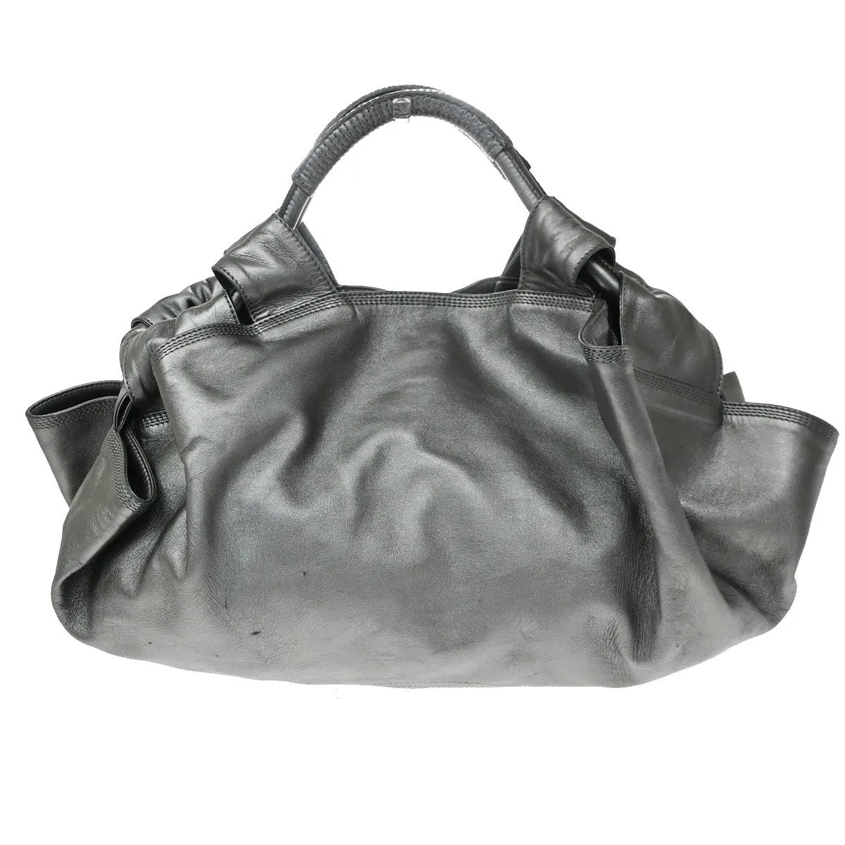 Loewe Anagram Logo Nappa Aire Hand Leather Gray Leather Handbag (Pre-Owned)