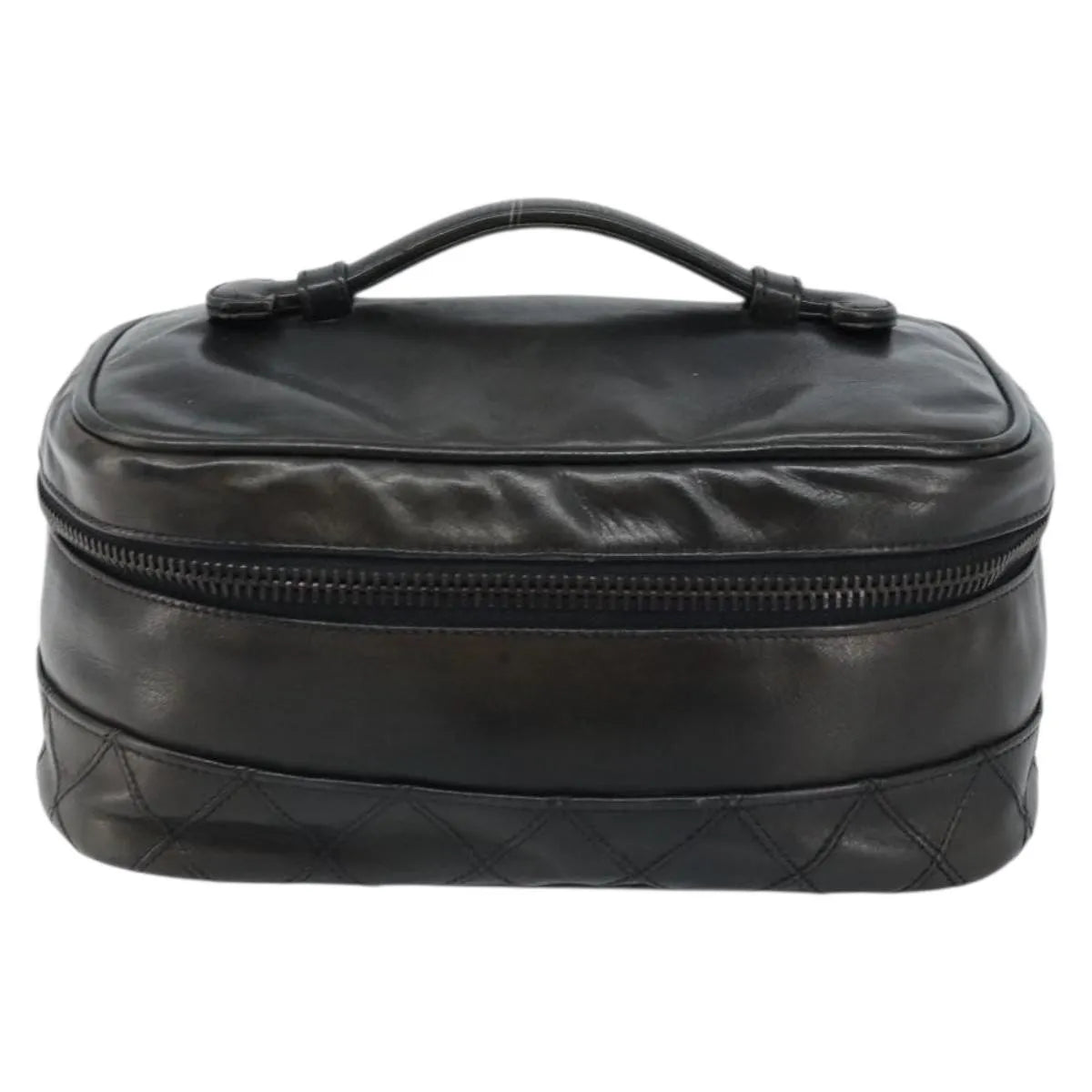 Chanel Vintage Cosmetic Case Lambskin Black Leather Clutche & Pouche Bag (Pre-Owned)