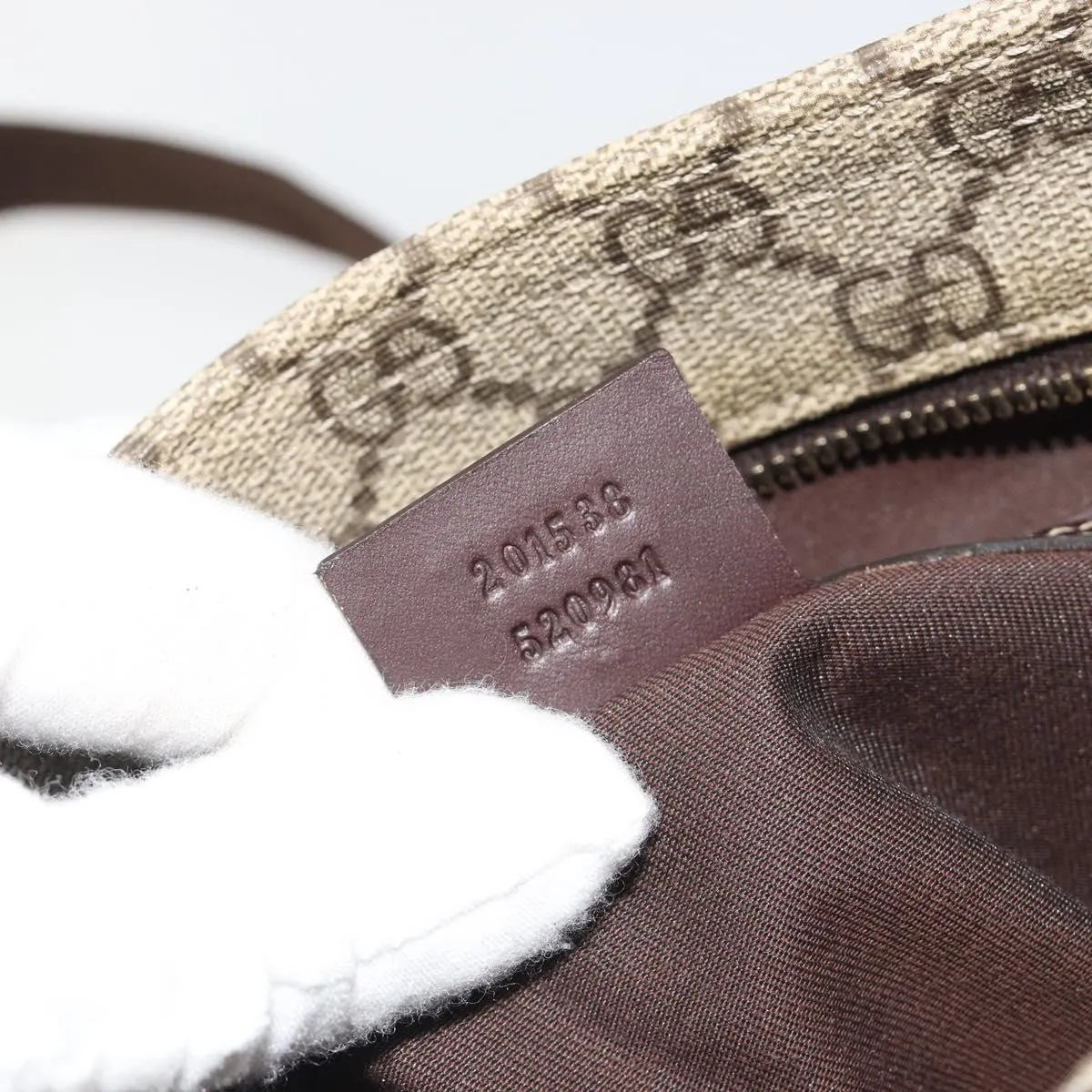 Gucci Zip Top Messenger Gg Canvas With Leather Beige Canvas Shoulder Bag Bag (Pre-Owned)