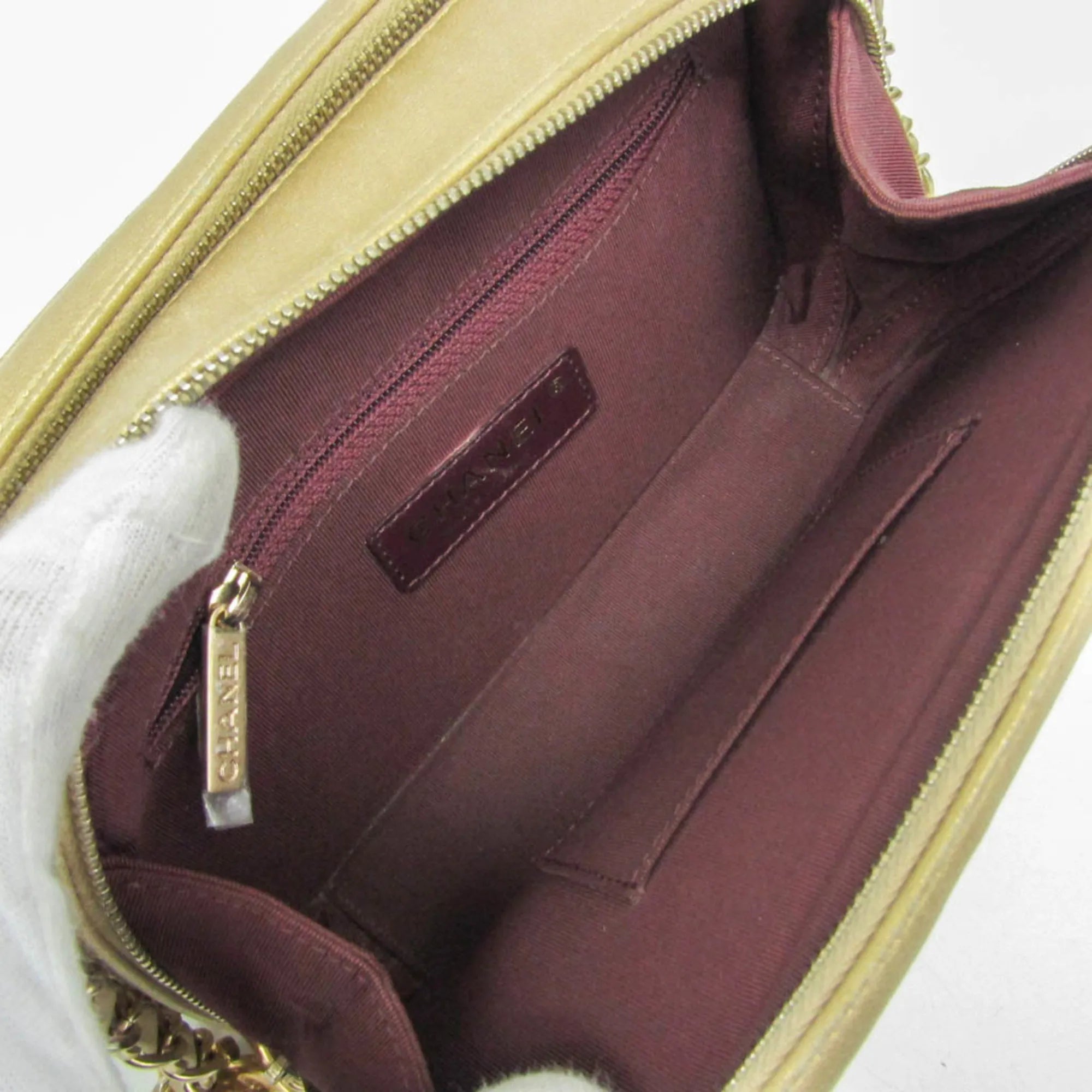 Chanel Coco Boy Camera Quilted Leather Gold Leather Shoulder Bag Bag (Pre-Owned)