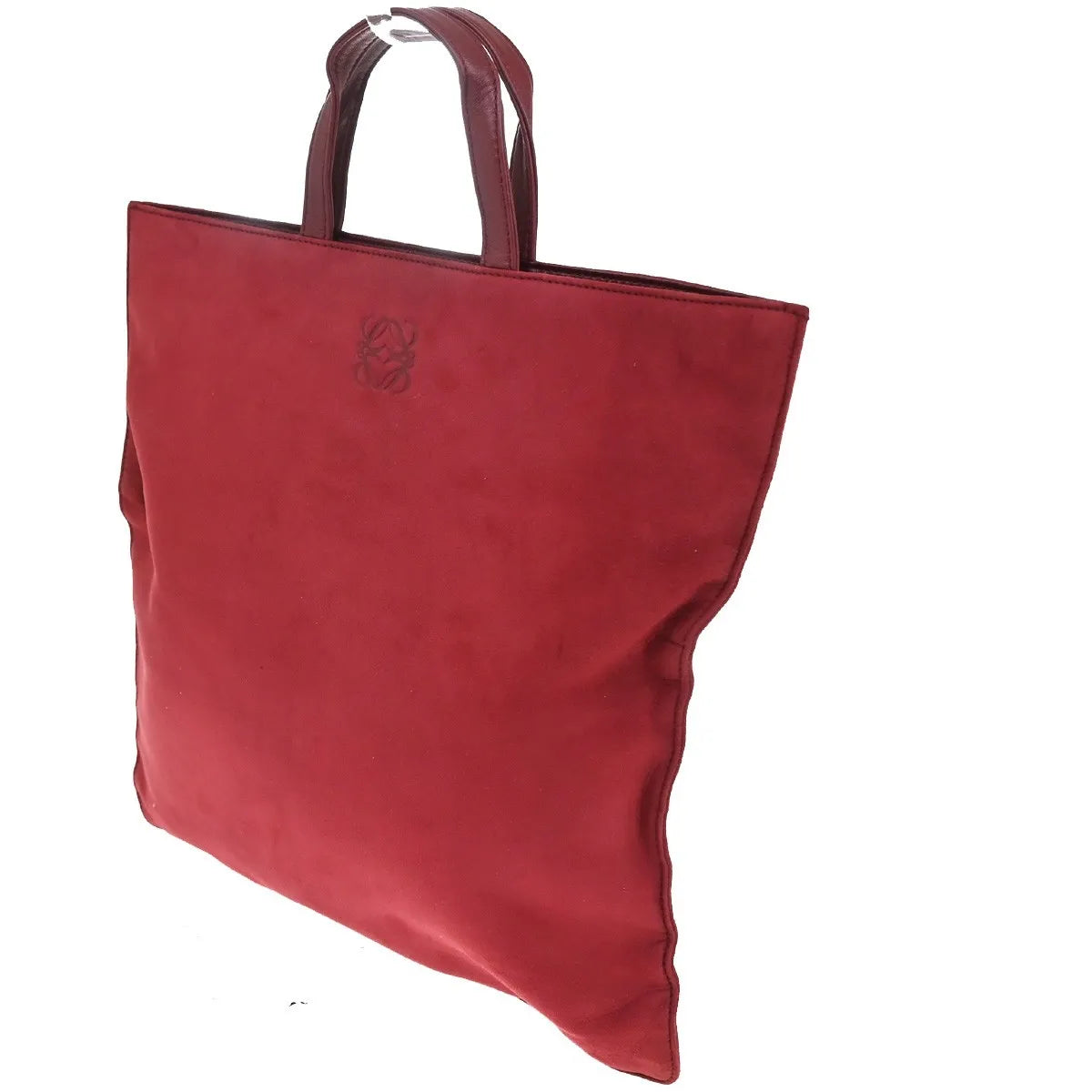 Loewe Anagram Tote Suede Red Suede Tote Bag Bag (Pre-Owned)