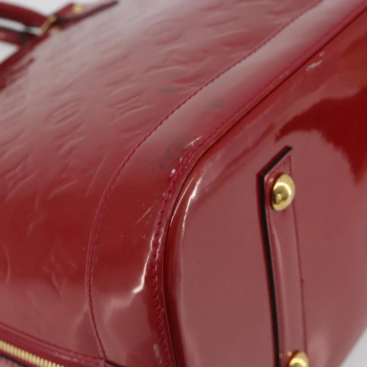 Louis Vuitton Alma Monogram Vernis Red Patent_Leather Handbag (Pre-Owned)
