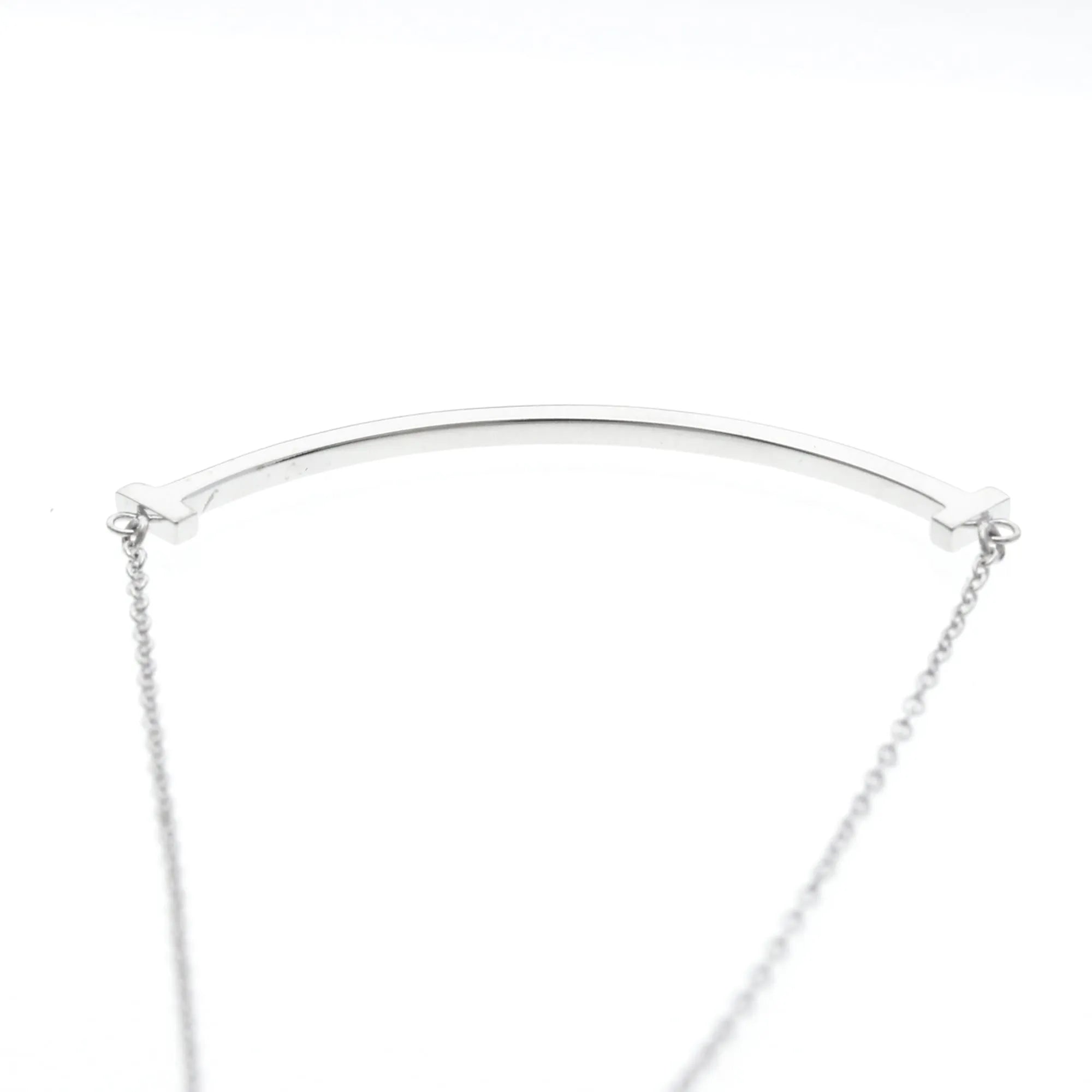 Tiffany & Co. T Smile Pendant 18K White Gold Silver White_Gold Necklace Jewelry (Pre-Owned)