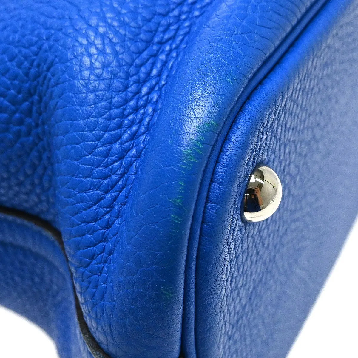 Hermes Bolide Clemence Blue Leather Handbag (Pre-Owned)