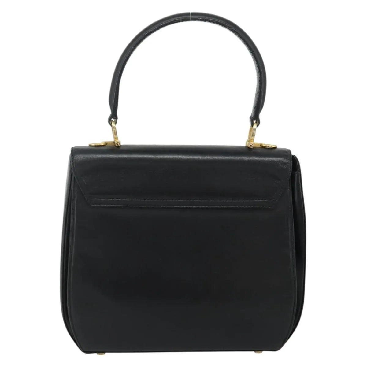 Salvatore Ferragamo Gancini Leather Black Leather Handbag (Pre-Owned)